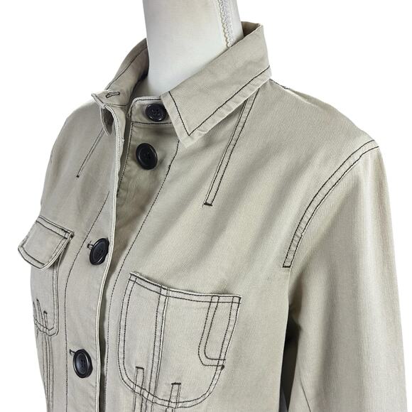 BKE Vintage Jacket Women Sze Large Light Tan Khaki Cotton Buttoned Utility Style - Picture 2 of 12